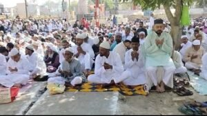 In Ayodhya, devotees offered Eid prayers at Idgah, elaborate security arrangements were made