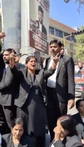lawyers protest against police
