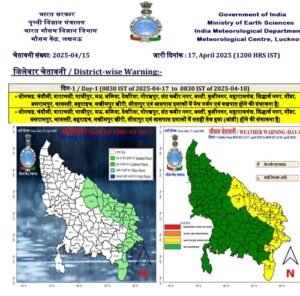 The weather will remain changeable in Uttar Pradesh for the next 3 days, the Meteorological Department has issued an alert for rain and storm