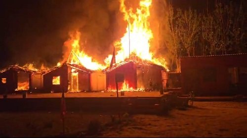 Mahatma narrowly escaped after setting fire to huts of ashram built on highway