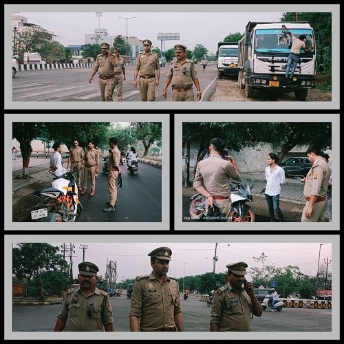 Lucknow: Due to strictness of Dubagga police, challans of many vehicles were issued during foot patrolling and checking campaign