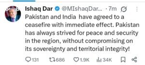 India-Pakistan agree on immediate ceasefire, Pak Foreign Minister confirms