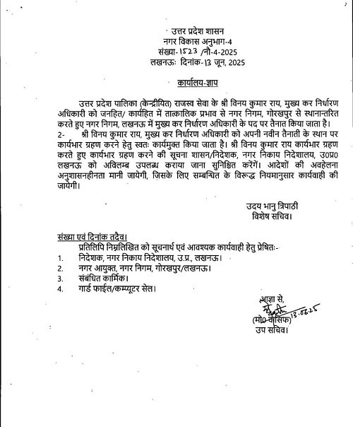 Lucknow: Vinay Kumar Rai becomes the new Chief Tax Assessment Officer of the Municipal Corporation