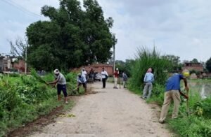 Sanitation workers launched a cleanliness drive in Chhachhena village