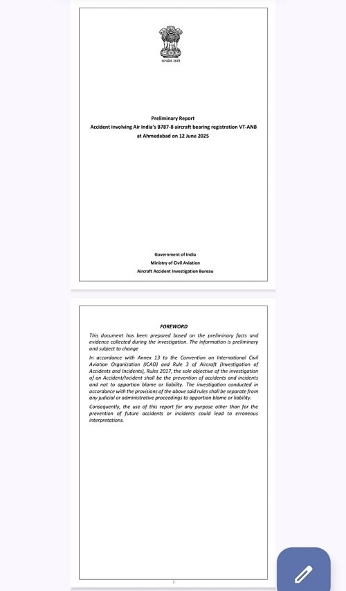 Big revelation in AAIB's preliminary report on Ahmedabad plane crash, pilot held guilty