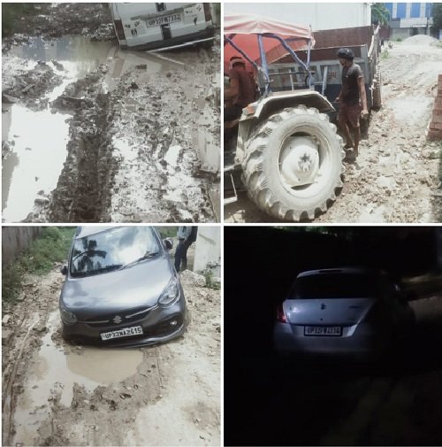 Lucknow: Public in danger due to negligence of Jal Nigam and contractor, road becomes cause of accidents