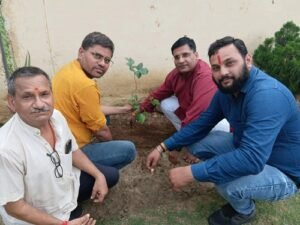 Bajrang Dal organised a tree plantation programme in MLDB School under the service week
