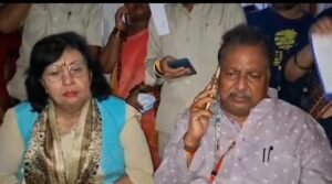 UP government minister Pratibha Shukla and her husband former MP Anil Shukla sat on a 8-hour dharna against the Warsi police administration