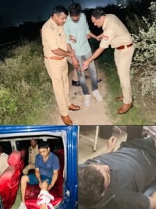 Breaking News: Filmy style encounter in Hathras, cunning car thief Devraj shot in the leg, his accomplice Lucky also arrested!