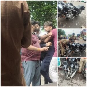 Lucknow Breaking: Fierce fight between two students outside KCC College, road jammed, bullet car without number plate poses danger