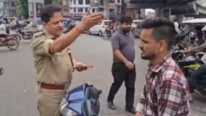 Lucknow: DCP Traffic Kamlesh Dixit taught a lesson to bike riders without helmets, explained the importance of rules
