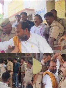 Ballia: BJP worker Munna Bahadur Singh arrested for hitting electricity officer with shoes, police dragged him out of hospital