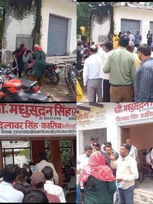 Tehsil premises became a battlefield, daughters beat up their elderly father in the middle of the market – video goes viral