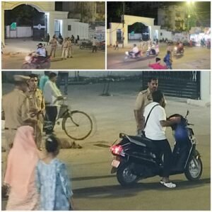 Lucknow: Hussainganj police issued challans to two-wheeler riders without helmets and advised them to wear helmets.