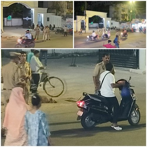 Lucknow: Hussainganj police issued challans to two-wheeler riders without helmets and advised them to wear helmets.