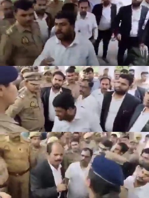 Varanasi: New twist in the case of beating of a police inspector in the court, heated argument between lawyers and female IPS officer