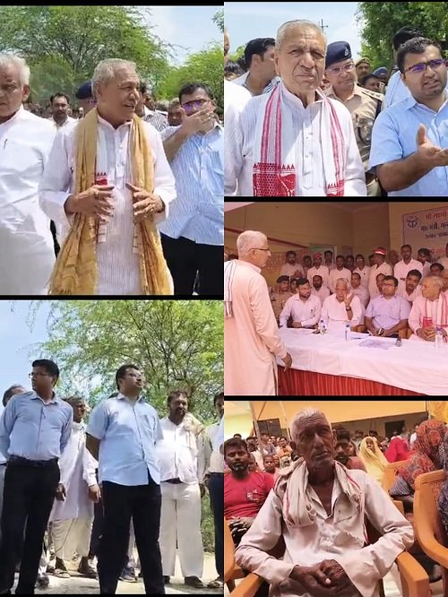 Aligarh: Sugarcane Development Minister Chaudhary Laxmi Narayan visited Tappal area, said – the government stands with every flood victim