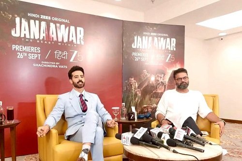 Bhuvan Arora and director Sachindra Vats arrived in Lucknow to promote ZEE5's upcoming crime thriller "Janavar - The Beast Within."