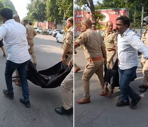 Lucknow big news: A youth attempted self immolation outside the SP office after his pleas were not heard in the Chief Minister's office