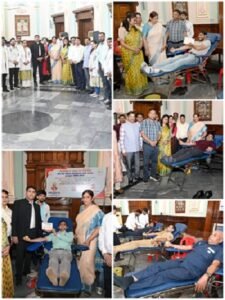 A voluntary blood donation camp was organised under the leadership of Uttar Pradesh Governor Anandiben Patel.