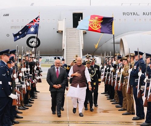 Australia: Defence Minister Rajnath Singh arrives in Canberra, boosting India-Australia defence cooperation