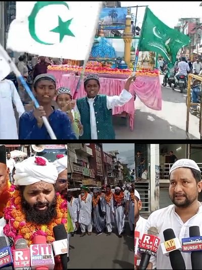 A procession of Gausiya was taken out in Ayodhya under the banner of Majlis Madrasatul Madina Faizane Attar.