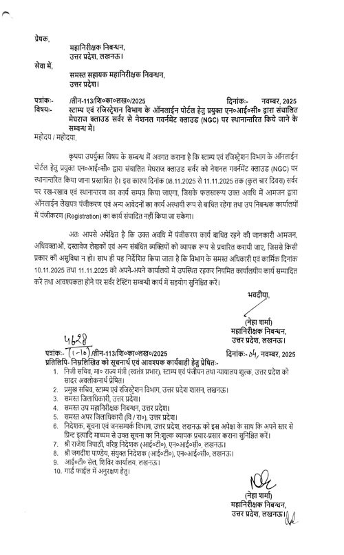 Land registration will be halted in Uttar Pradesh from November 8 to 11, know the reason
