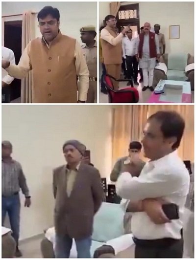 Siddharthnagar: "I will strip you naked and parade you around the intersection and beat you with my shoes" – Apna Dal MLA Vinay Verma's furious anger at PWD engineers, video goes viral