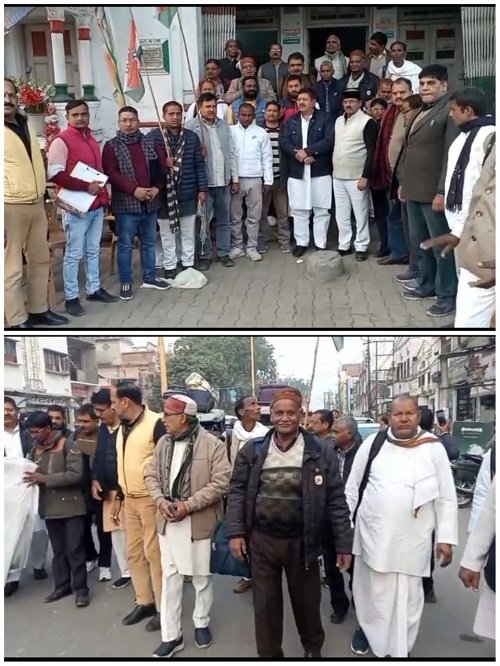 Congress workers have left from Ayodhya for the massive Congress rally to be held at Ramlila Maidan on December 14.