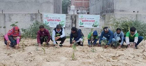 A tree plantation program was organized at Railgaon Colony in Subedarganj, North Central Railway.