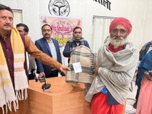 The MLA distributed blankets, providing relief from the cold to those in need.