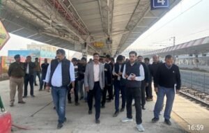 Divisional Railway Manager, Northern Railway, Lucknow, Sunil Kumar Verma, inspected stations in the Prayagraj area to review preparations for the Magh Mela 2026.