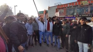 The business community is outraged over the installation of railings on the Ram Path divider in Ayodhya.