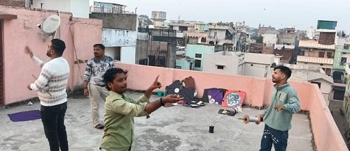 Kites are flying high in Varanasi, filling the sky with a colorful spectacle.