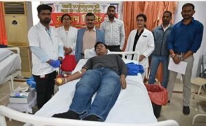 A massive blood donation camp was organised at Banaras Rail Engine Factory.