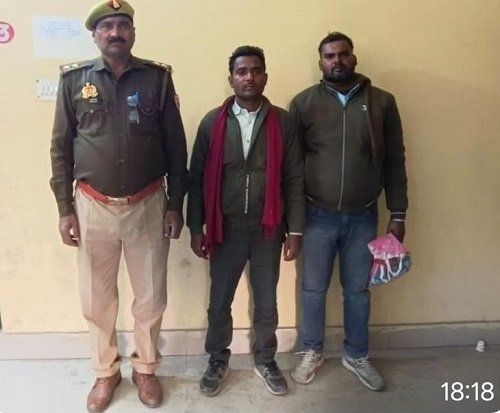 During checking, two cattle being transported for slaughter in a Magic van were recovered and two accused were arrested.