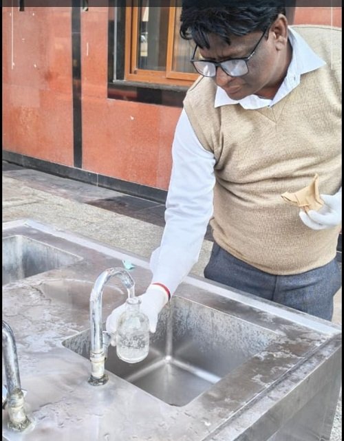 Drinking water quality at Varanasi Cantt station, water samples taken from various locations for bacterial testing.