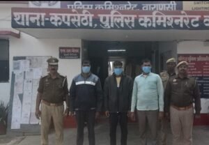 Three cattle smugglers carrying two cows in a pickup vehicle were arrested; intoxicating liquid and a knife were recovered during the search.