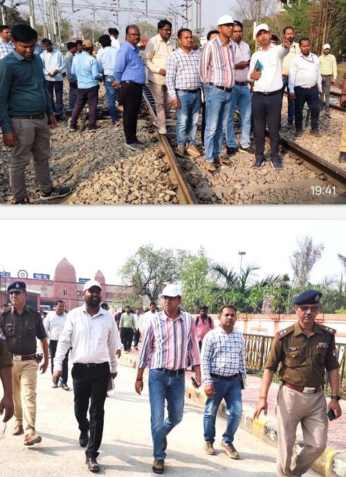 The Divisional Railway Manager conducted a 'window trailing' safety inspection of the Varanasi City–Mau railway section.