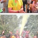 Police celebrated Holi with great enthusiasm in Commissionerate Varanasi, officers and employees were drenched in colours.