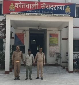 During a checking drive, six heads of cattle and one chopper were recovered from a Bolero Max vehicle, and one accused individual was arrested.