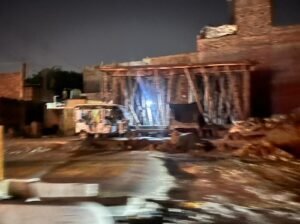 In Ayodhya, despite a ban imposed by the authorities, a strongman constructed a shop on encroached land; the victim seeks justice.