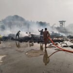 Massive fire at egg carton factory in Rohaniya: Goods worth lakhs gutted