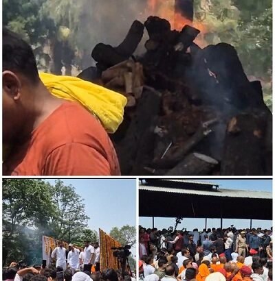 Prateek Yadav's last rites performed at Baikunth Dham, Bhaisakund in Lucknow; a final farewell bid with tearful eyes.