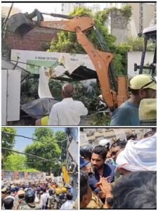 Bulldozers Raze Illegal Chambers in Lucknow; Lawyers Protest