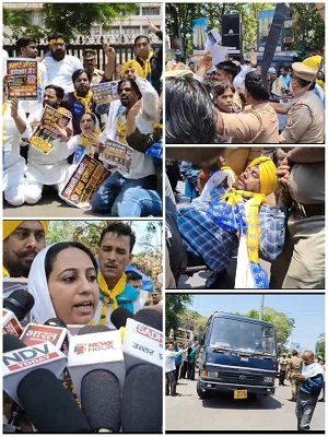AAP's massive protest against smart meters in Lucknow, several activists detained