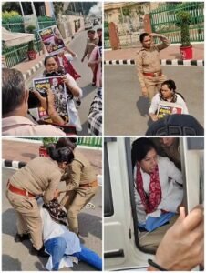Lucknow Breaking: SP women workers create ruckus outside the Legislative Assembly; scuffle with police.