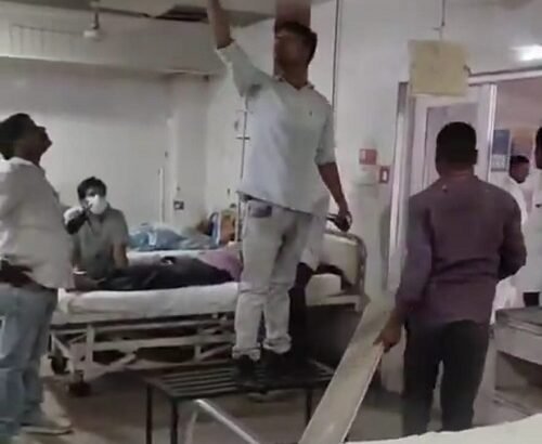 False ceiling collapses in Lucknow Civil Hospital's emergency ward; major accident averted.