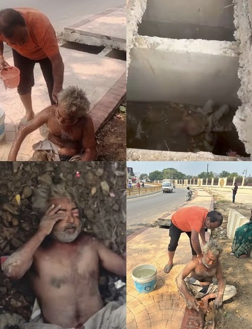 Unidentified Person Falls into Open Drain in Darshannagar; Locals Save Life