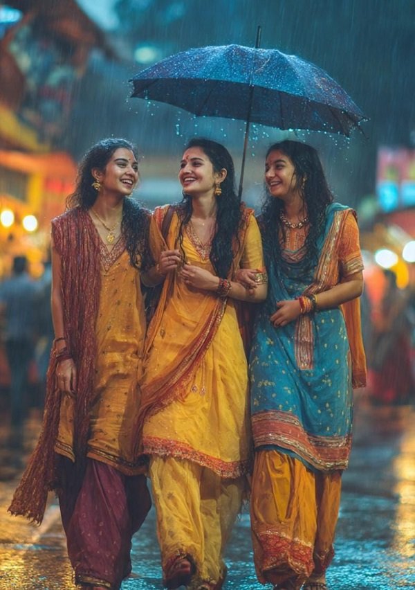 Torrential rain amidst the embrace of thundering clouds—the weather has wrapped itself in a mantle of love.
